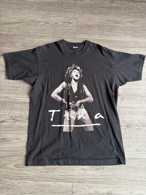 Fruit of the Loom Black Graphic Tina turner Short Sleeve Tee